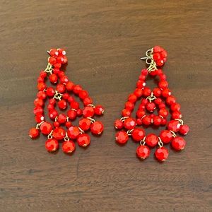 J. Crew Beaded Chandelier Earrings - Red